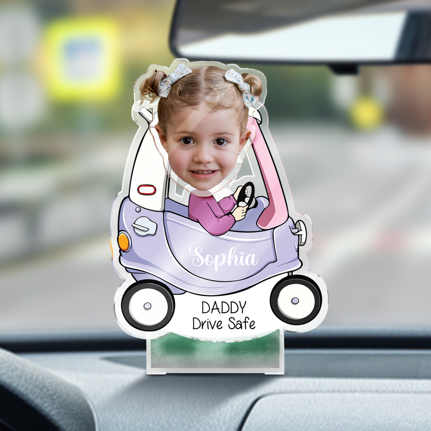 Custom Photo Father's Day Gift, Kids Face Bobblehead Gift for Dad, Custom Drive Safe Daddy Car Decor , Gift for New Dad Shaking Head Standee