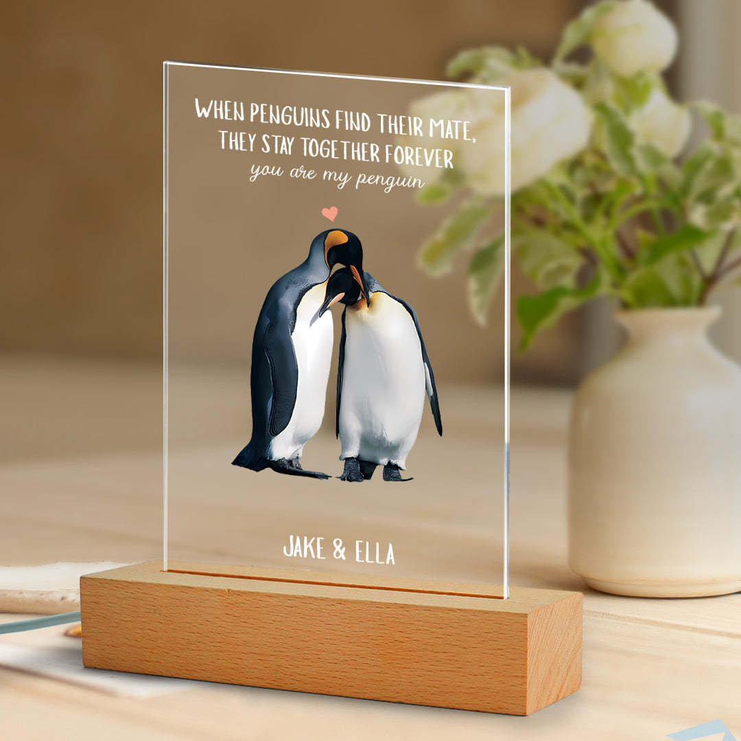 When Penguins Find Their Mate Gift Custom Named Plaque Anniversary Gift