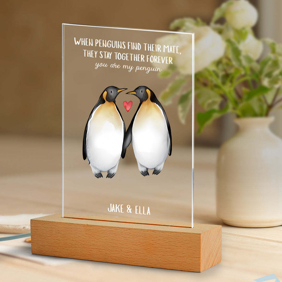 Personalised You're My Penguin Custom Text And Named Glass Plaque Gift For Him