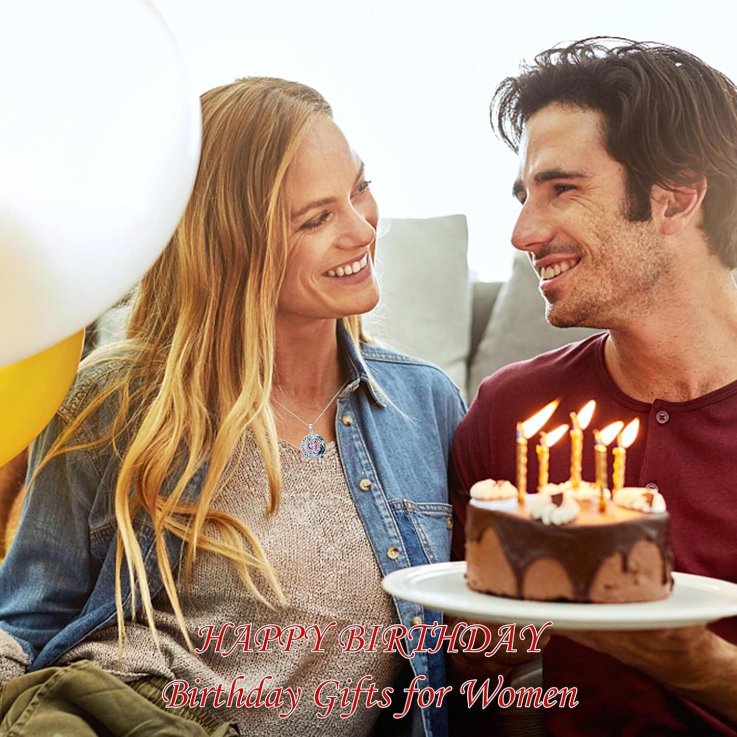 Birthstone Necklace Moon and Star Pendant Moon Jewelry Anniversary Birthday Gifts for Women Mom Wife Her