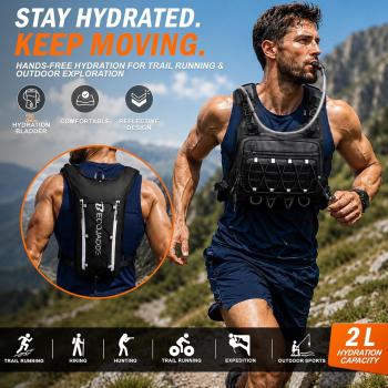Running Vest for Men with 2L Water Bladder Tactical Hydration Backpack Adjustable Lightweight Chest Pack for Marathon Hunting Cycling