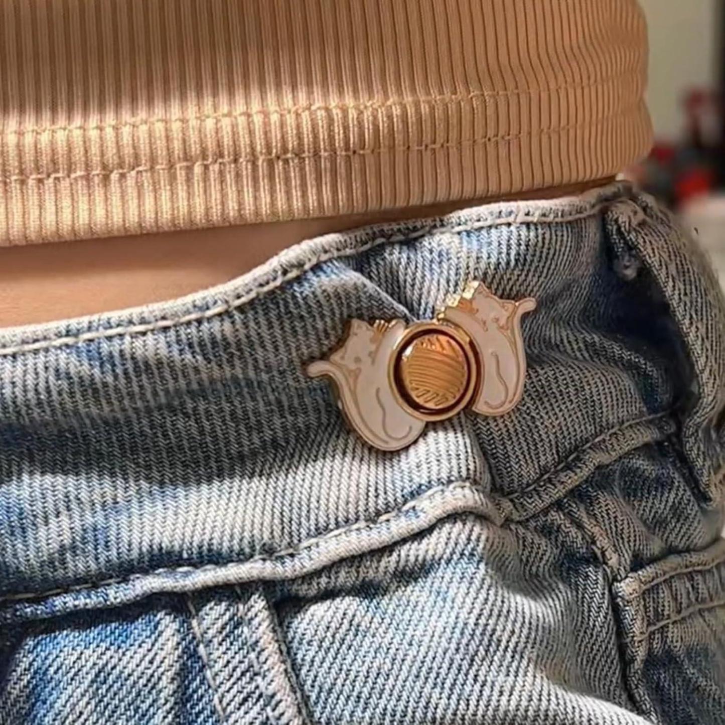 4 Pcs Pants Clip - Toadstool, Frog, Strawberry, Cat Waist Knots - Jean Button Tightener