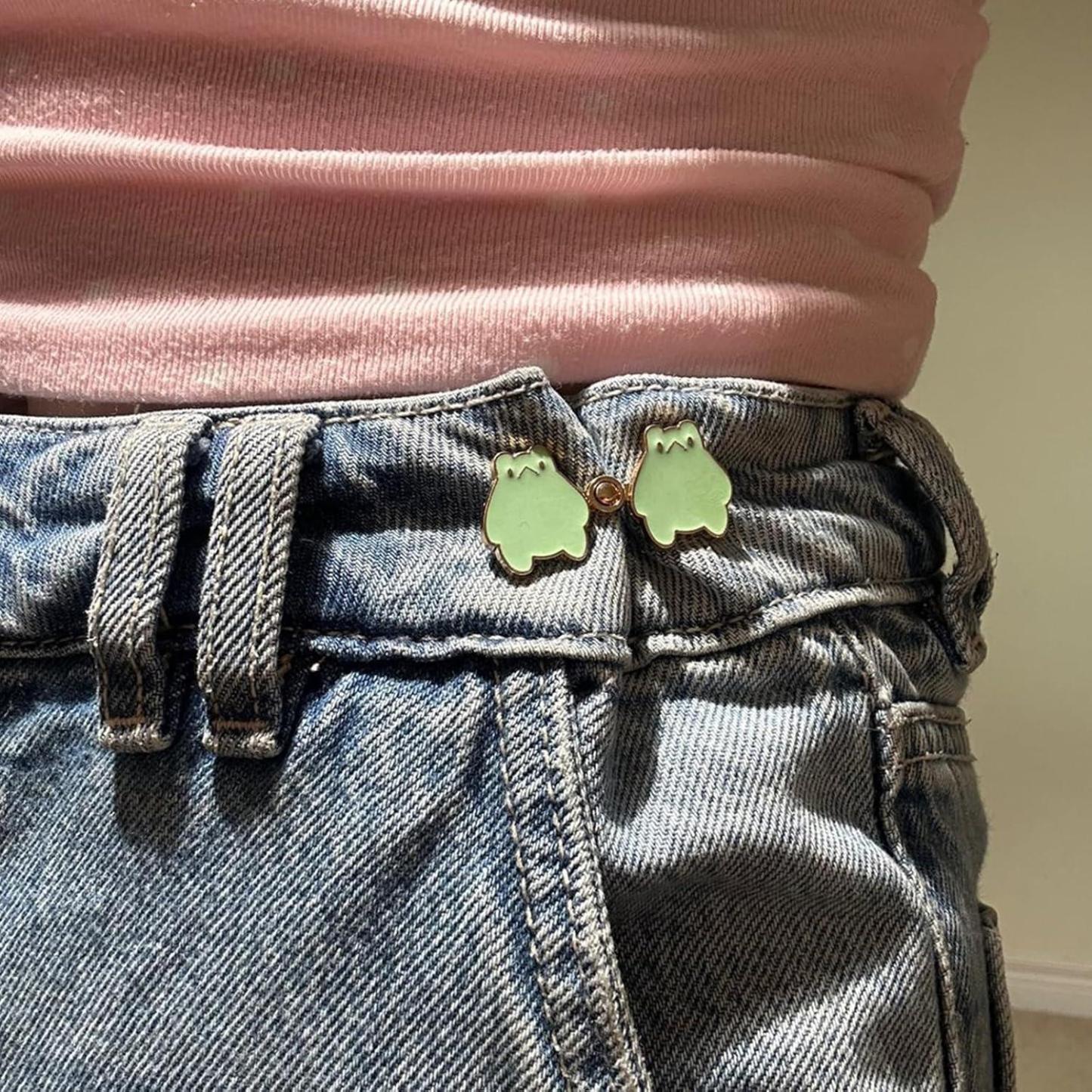 4 Pcs Pants Clip - Toadstool, Frog, Strawberry, Cat Waist Knots - Jean Button Tightener