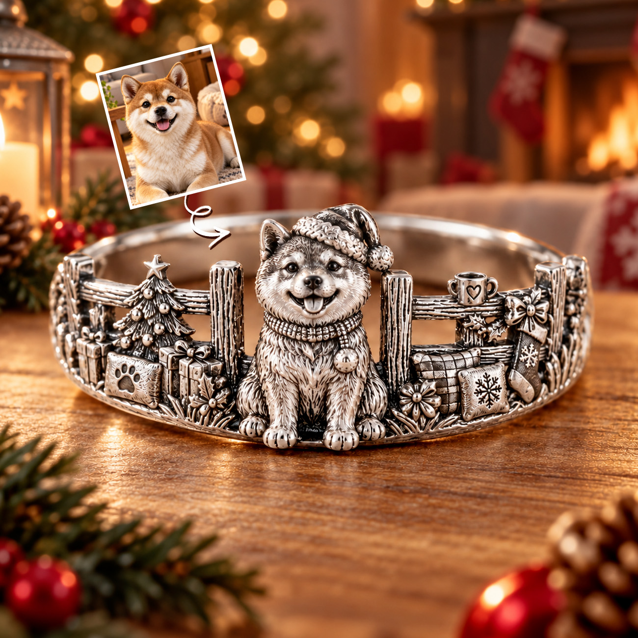 Personalized S925 Sterling Silver 3D Pet Ring, Custom Photo to 3D Sculpted Dog & Cat Animal Ring, Unique Pet Mom Keepsake Jewelry