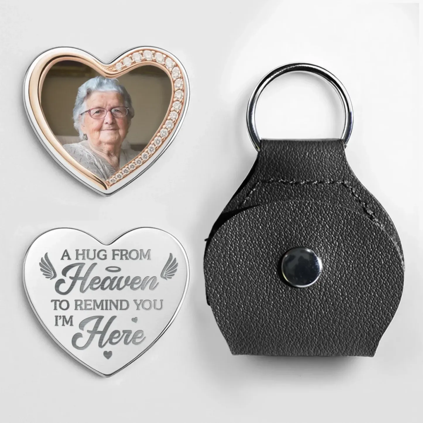 Personalized Pocket Heart Keychain with Custom Photo and Engraved Message – Meaningful Gift for Loved Ones