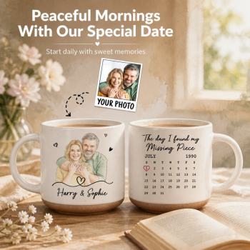 Personalized Photo Calendar Ceramic Mug Custom Photo & Text Date Calendar Coffee Cup Anniversary Gift for Couples