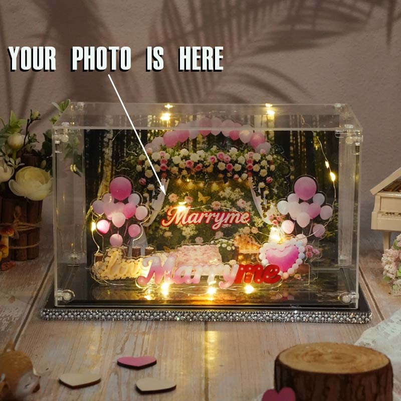 Custom Forest Proposal Micro Landscape Acrylic Stand Personalized Woodland Engagement Photo Personalized Couple Keepsake