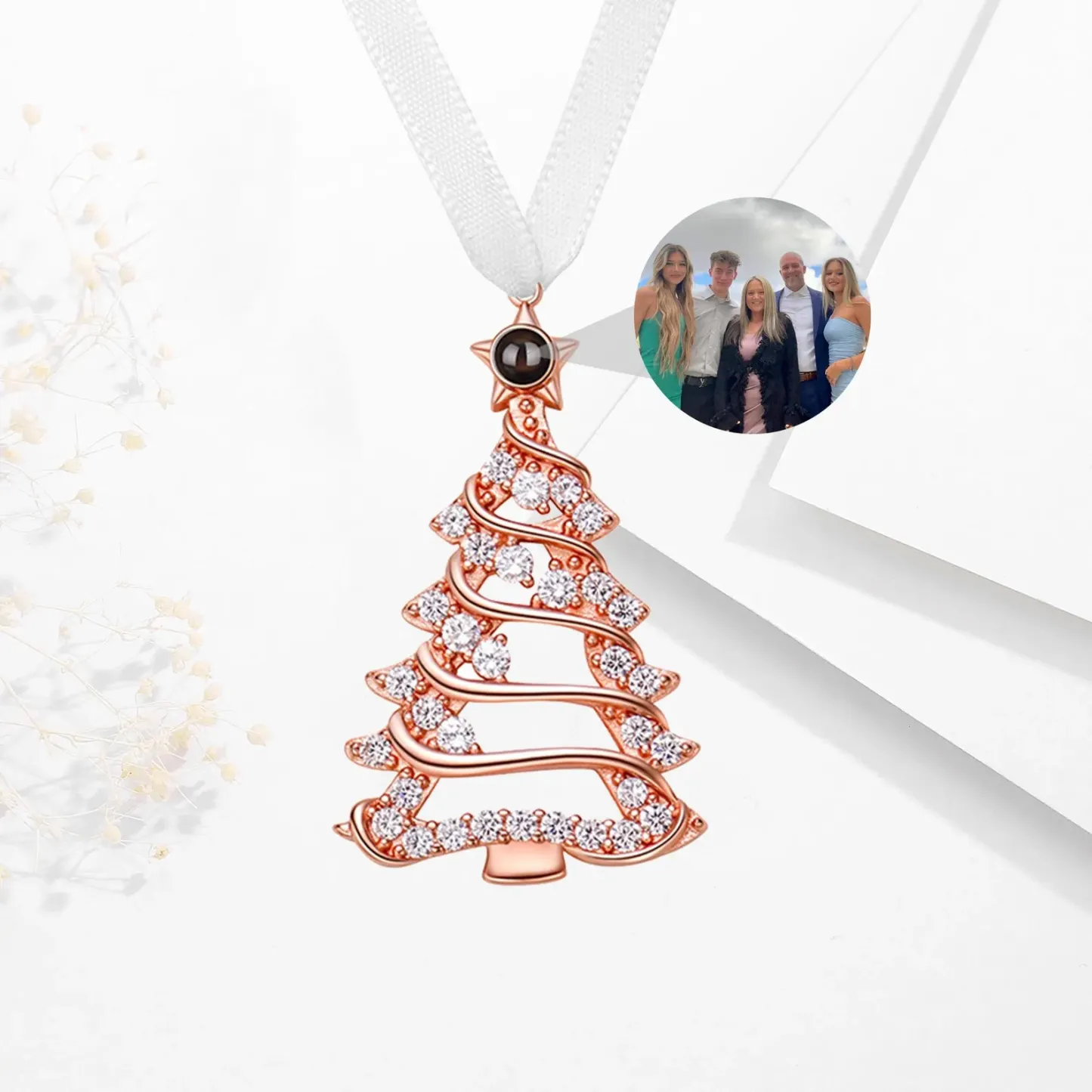 Custom Christmas Tree Projection personalized Photo Projection Ornaments Diamond Xmas Tree Decoration,Ornament with Picure Inside