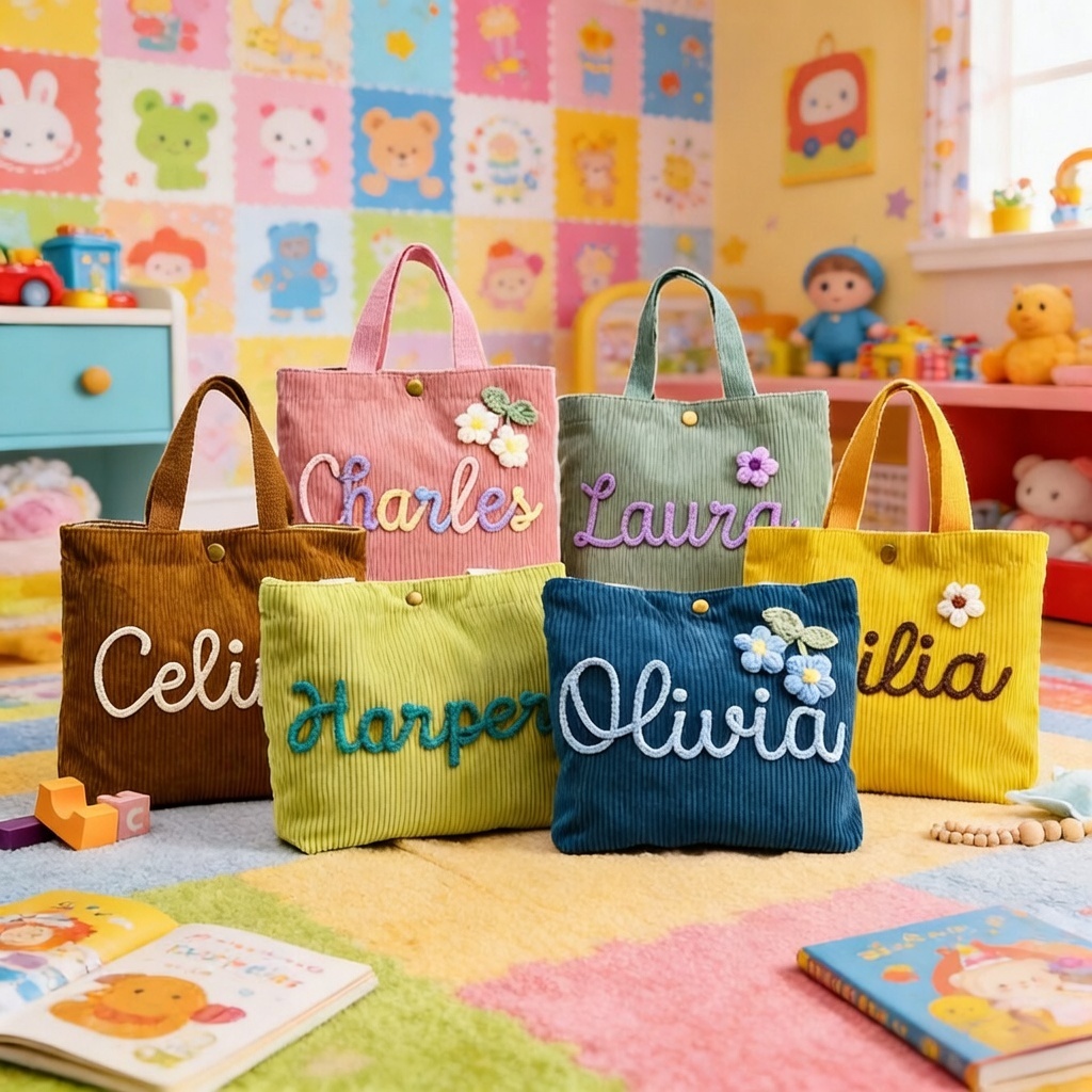 Personalized Quilted Handbag for Little Girls Custom Kids Mini Tote Bag Birthday Gift for Daughter - namenecklace