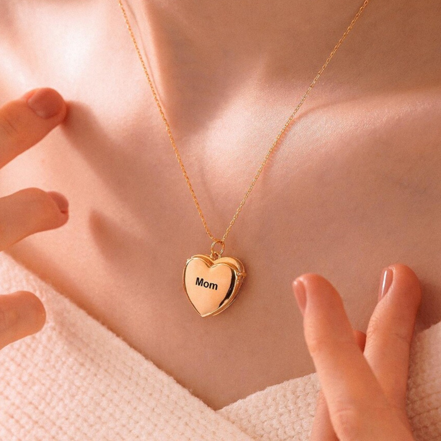 Custom Message Locket Personalized  Photo Heart Locket Necklace Hidden Photos Inside Valentine's Day Gift