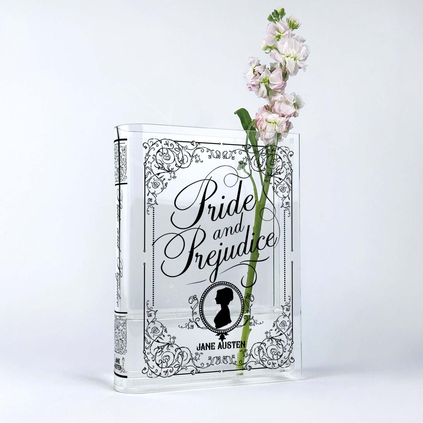 Pride and Prejudice Acrylic Book Vase Classic Novel Bookworm Decor Vase "Pride and Prejudice" Acrylic Display Vase