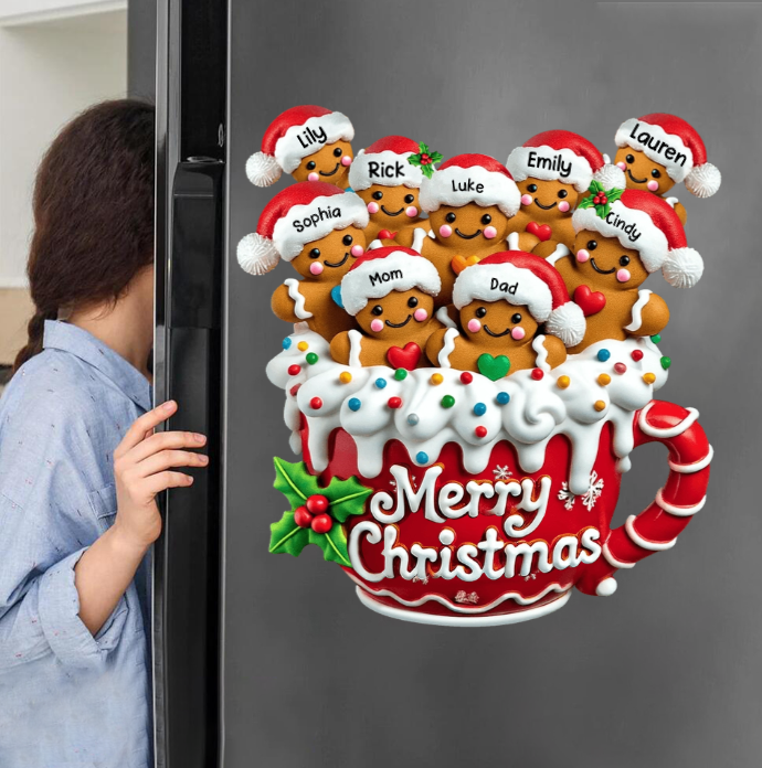 Merry Christmas - Personalized Gingerbread Family Decal