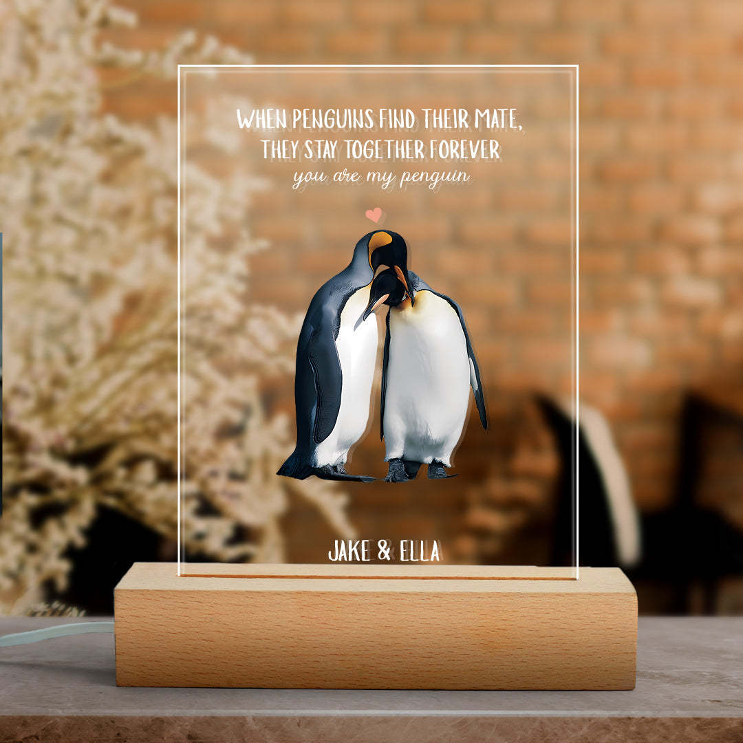 When Penguins Find Their Mate Gift Custom Named Plaque Anniversary Gift