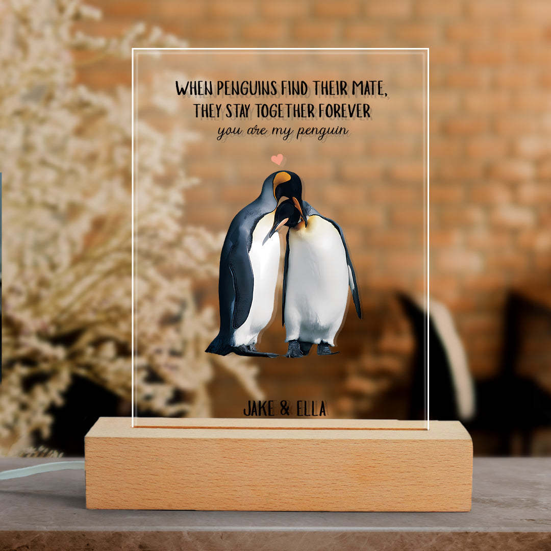 When Penguins Find Their Mate Gift Custom Named Plaque Anniversary Gift