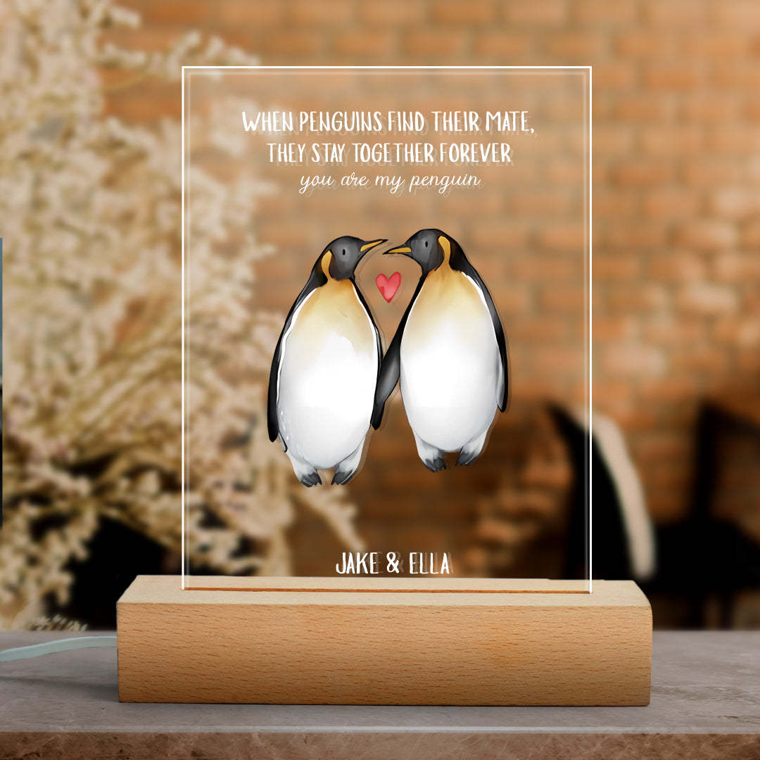 Personalised You're My Penguin Custom Text And Named Glass Plaque Gift For Him
