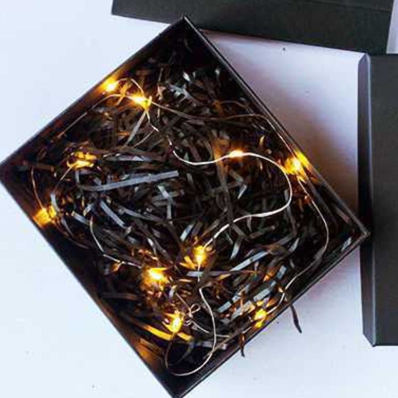 Black Raffia + LED Light Strip - Gift Box Filler - namenecklace