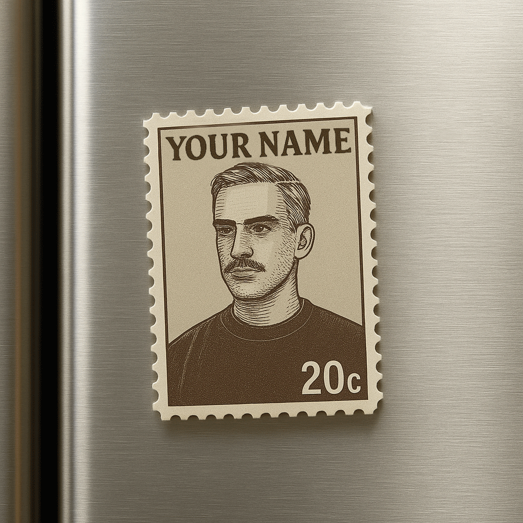 Custom Portrait Vintage Stamp Fridge Magnet Personalized Photo Name Postage Stamp Fridge Magnet Anniversary Gifts