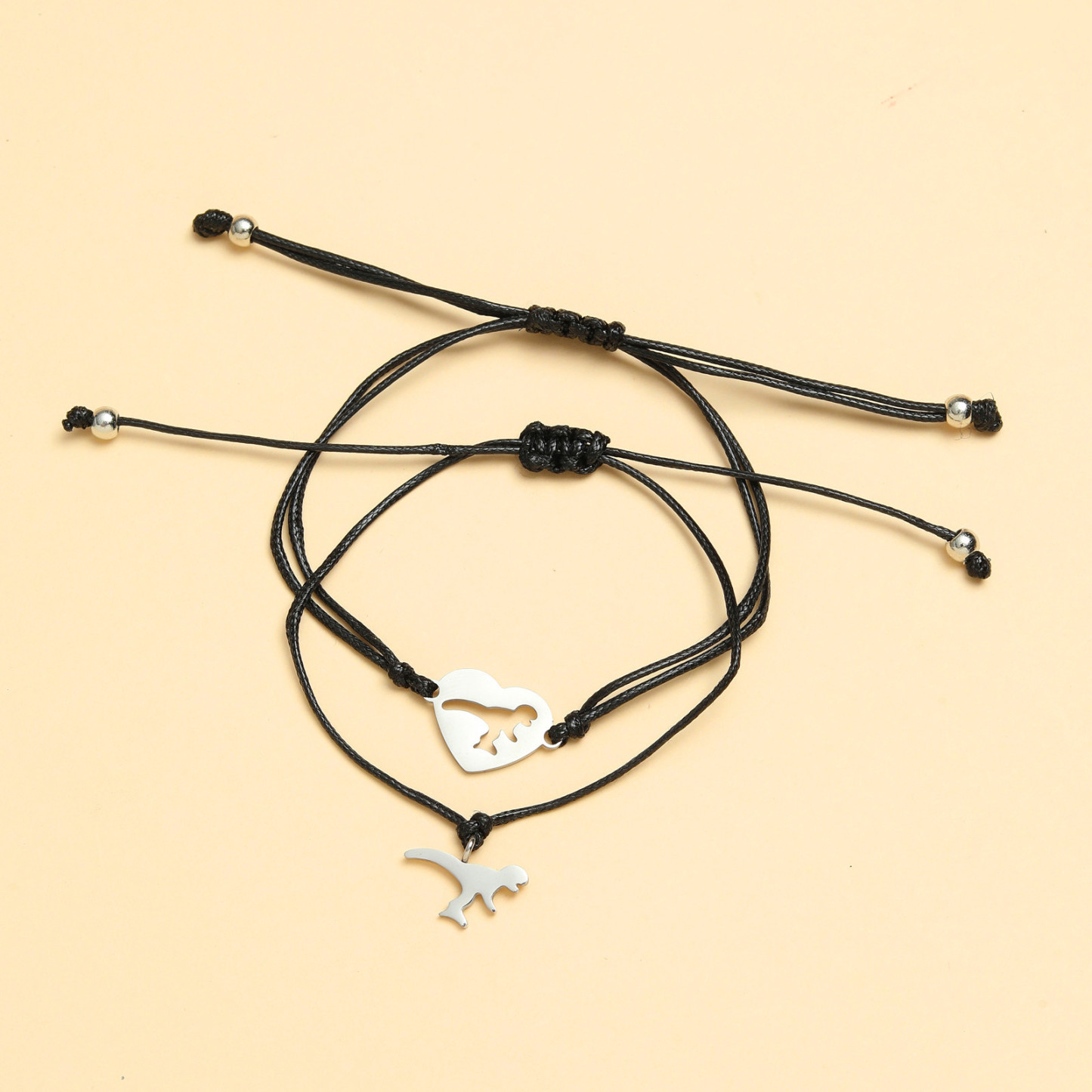 Mommy and Me Dinosaur "Back to School" Bracelets Matching Parent & Child Separation Anxiety Gift Adjustable