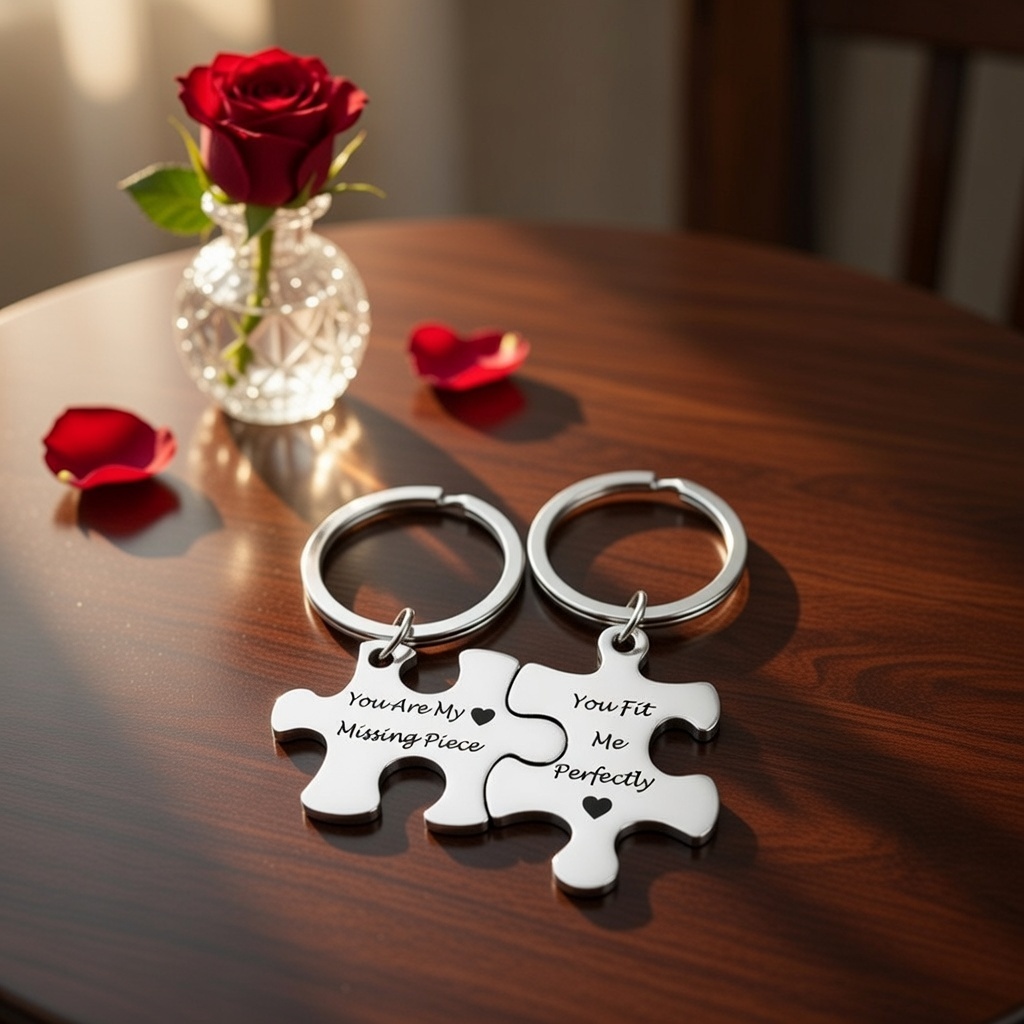 Puzzle Piece Keychain Set Engraved With Mommy Of An Angel And Daddy Of An Angel Interlocking Design Symbolizes The Shared Bond And Memory