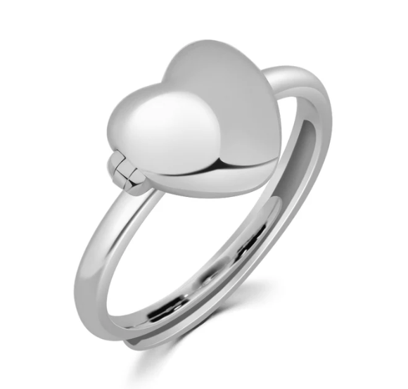 Custom Heart-Shaped Memory Locket Ring & Personalized Double Photo Ring Gift for Couples