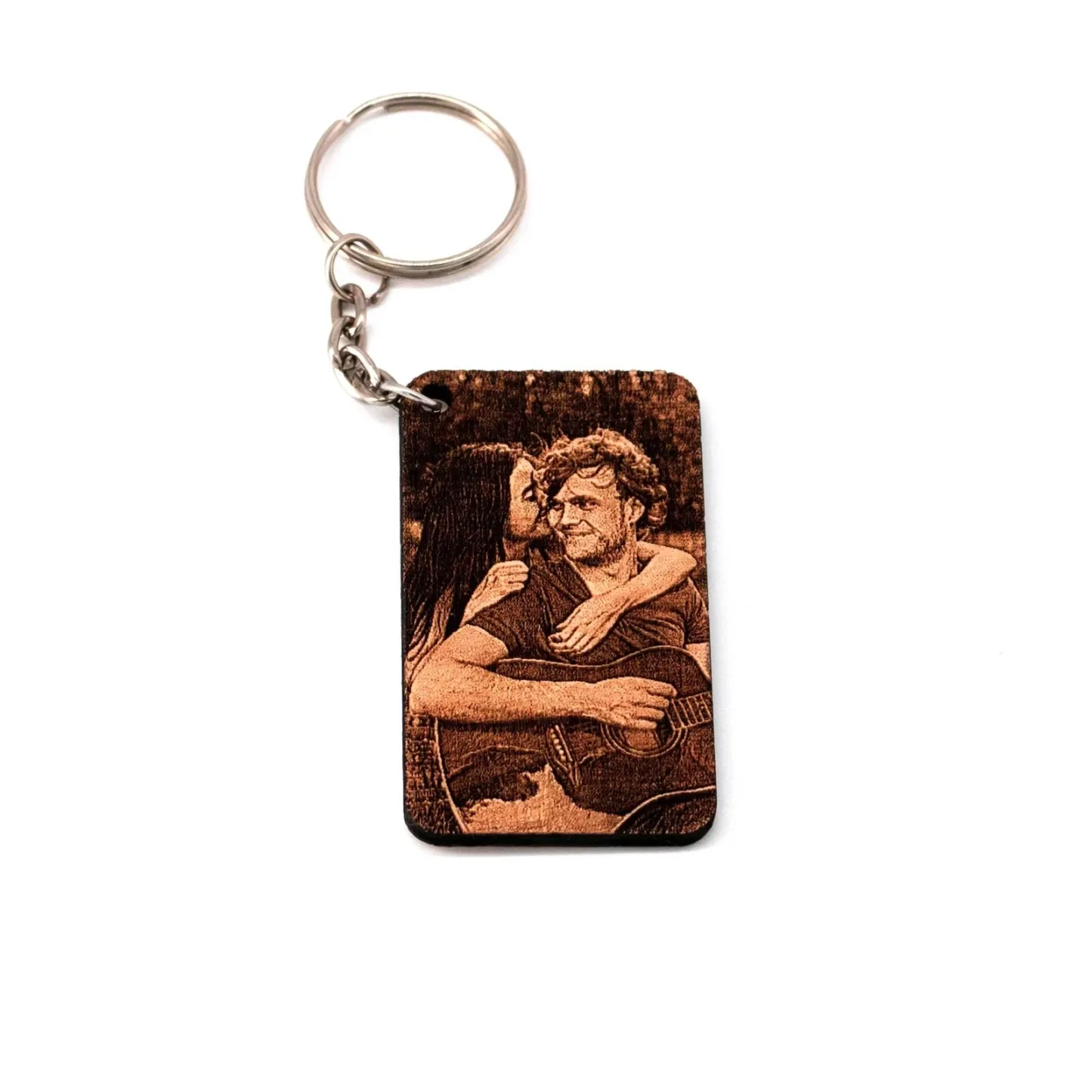 Personalized Photo Wooden Keychain Custom Calendar Text Keyring Father's Day Gift for Best Dad Ever