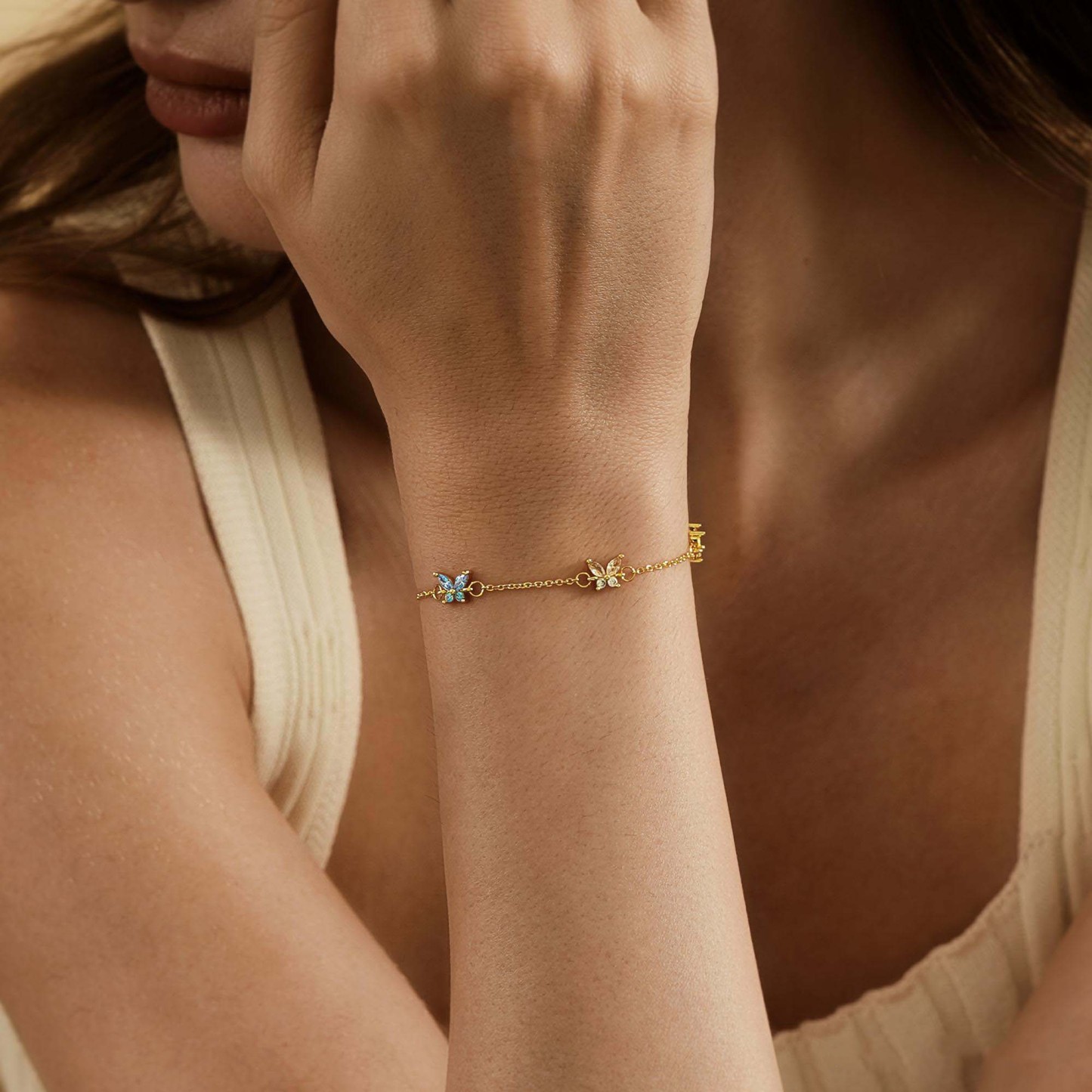 Personalized Butterfly Birthstone Bracelet Custom 1 to 5 Birthstones Jewelry Custom Family Members Names Bracelet Custom Gift for Mom Mother's Day Gift for Wife