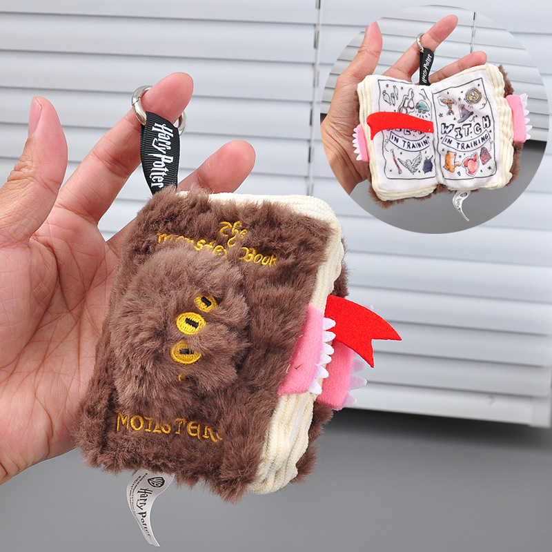 Magical Monster Spellbook Plush Pillow and Keychain Vintage Magical Book Plush Pillow Wizard School Bag Charm Gifts for Wizard Fans