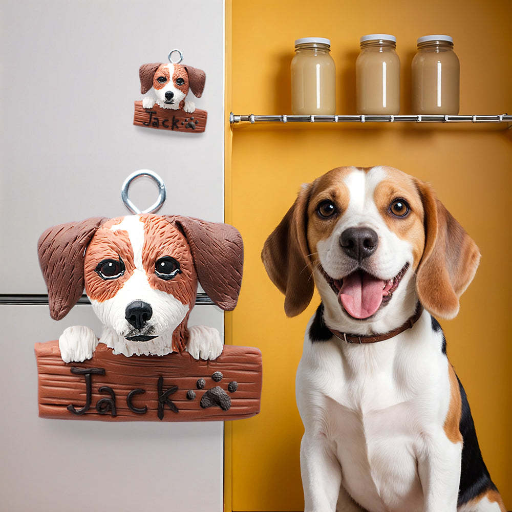 Custom Pet Fridge Magnets Handcrafted Personalized Clay Refrigerator Decor for Pet Lovers - NameNecklace