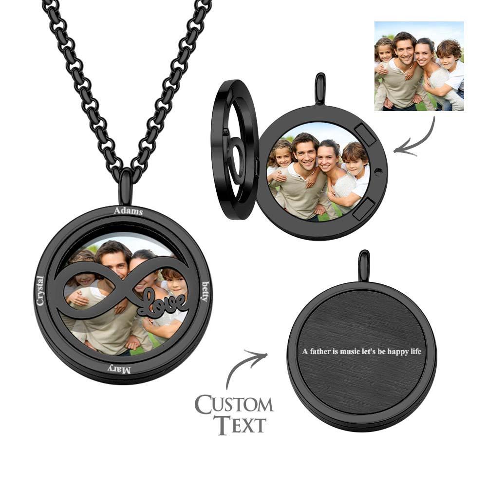 Custom Photo Engraved Locket Necklace Simple Men's Gift - NameNecklace