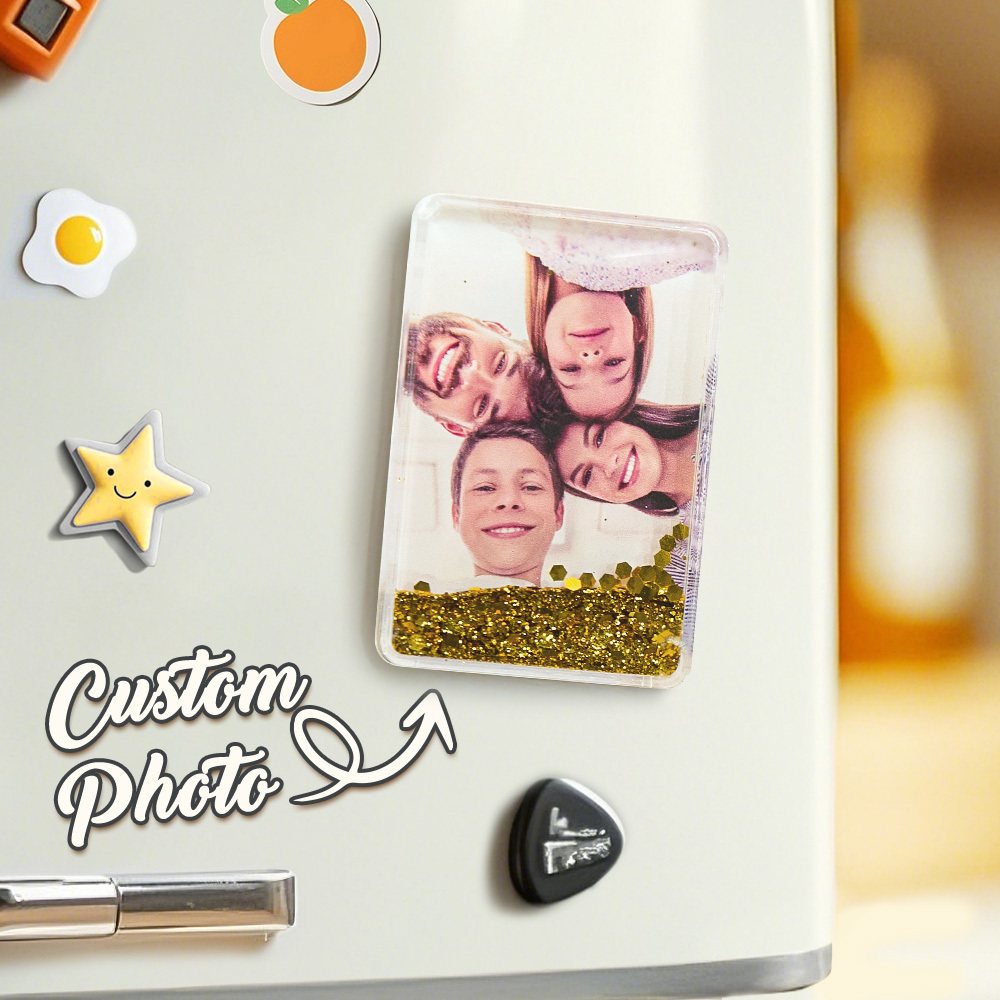 Custom Quicksand Fridge Magnet Personalized Photo Refrigerator Magnet Home Decoration Gifts for Dad - namenecklace