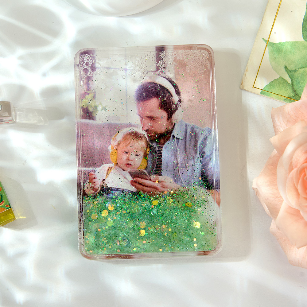 Custom Quicksand Fridge Magnet Personalized Photo Refrigerator Magnet Home Decoration Gifts for Dad - namenecklace