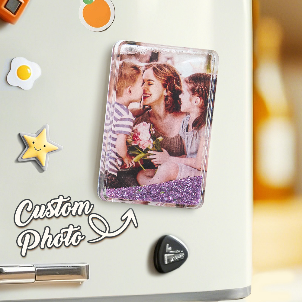 Custom Quicksand Fridge Magnet Personalized Photo Refrigerator Magnet Home Decoration Gifts for Dad - namenecklace