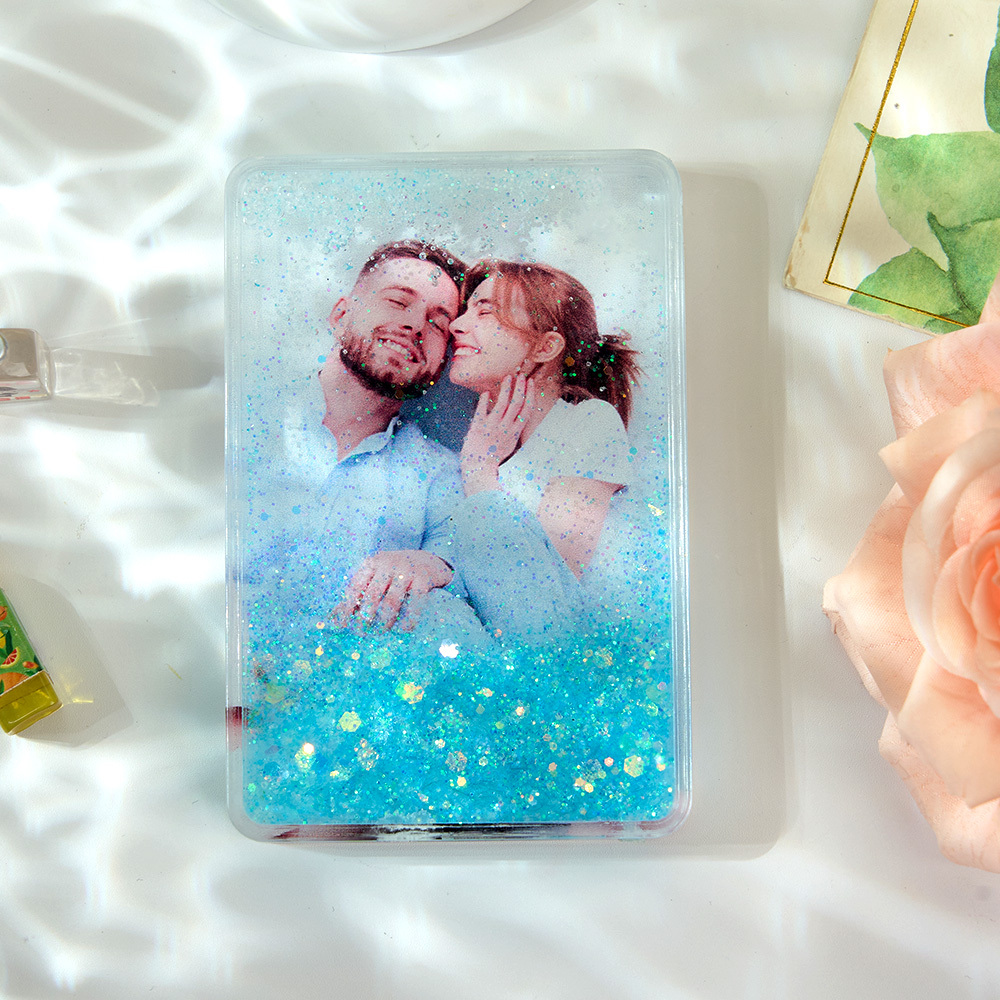 Custom Quicksand Fridge Magnet Personalized Photo Refrigerator Magnet Home Decoration Gifts for Dad - namenecklace