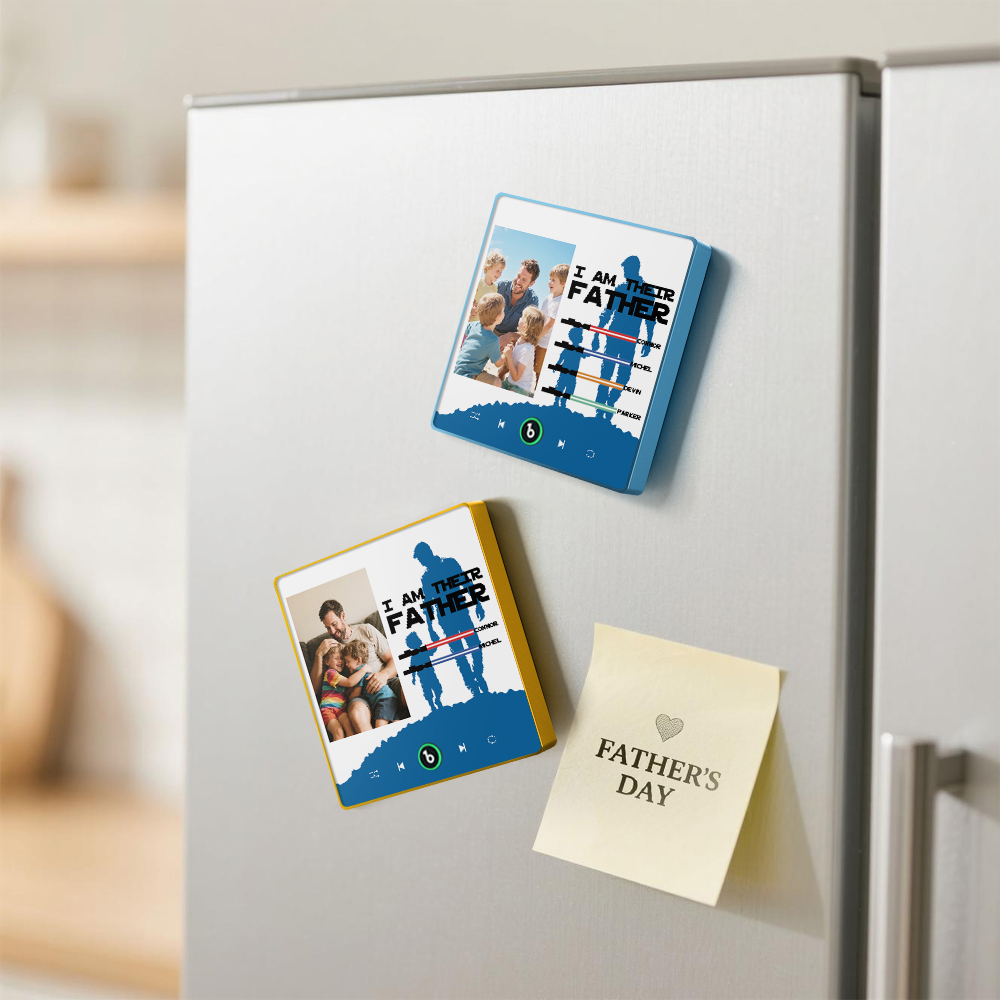 Father's Day Gift Personalized Father's Day Music Fridge Magnet Custom Photo & Kids' Lightsabers Fridge Magnet  "I Am Their Father" Music Magnet