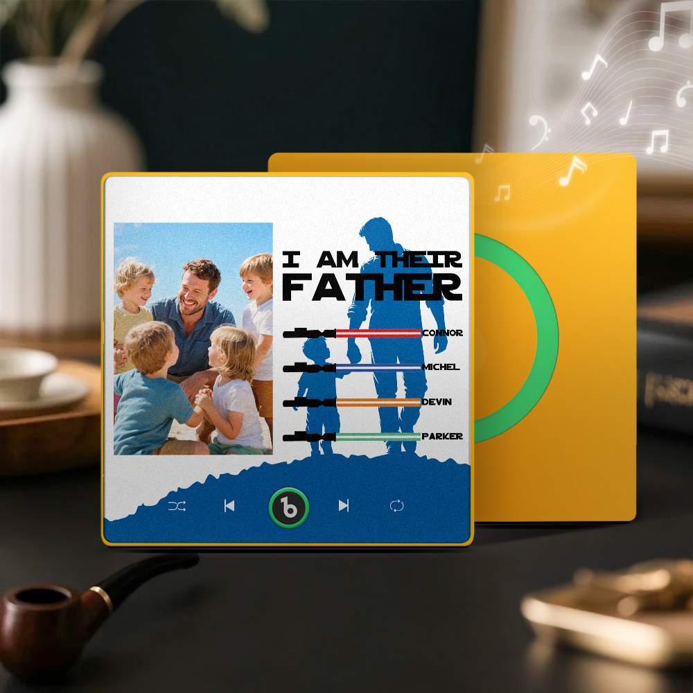 Father's Day Gift Personalized Father's Day Music Fridge Magnet Custom Photo & Kids' Lightsabers Fridge Magnet  "I Am Their Father" Music Magnet