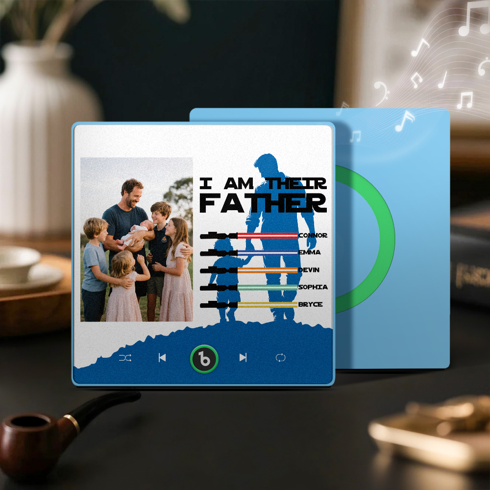 Father's Day Gift Personalized Father's Day Music Fridge Magnet Custom Photo & Kids' Lightsabers Fridge Magnet  "I Am Their Father" Music Magnet