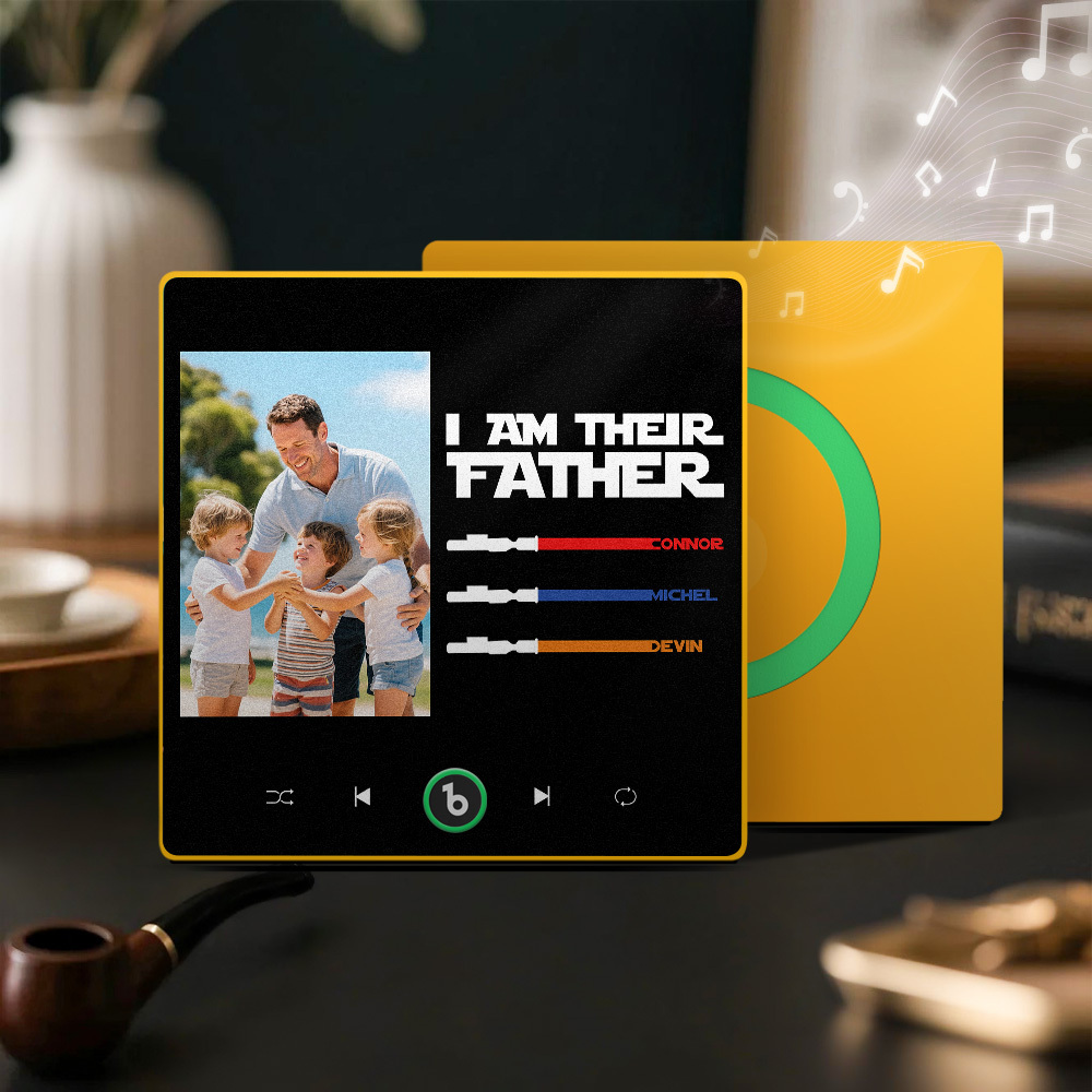 Gifts for Dad Personalized Father's Day Music Fridge Magnet Custom Photo & Kids' Lightsabers Fridge Magnet  "I Am Their Father" Music Magnet