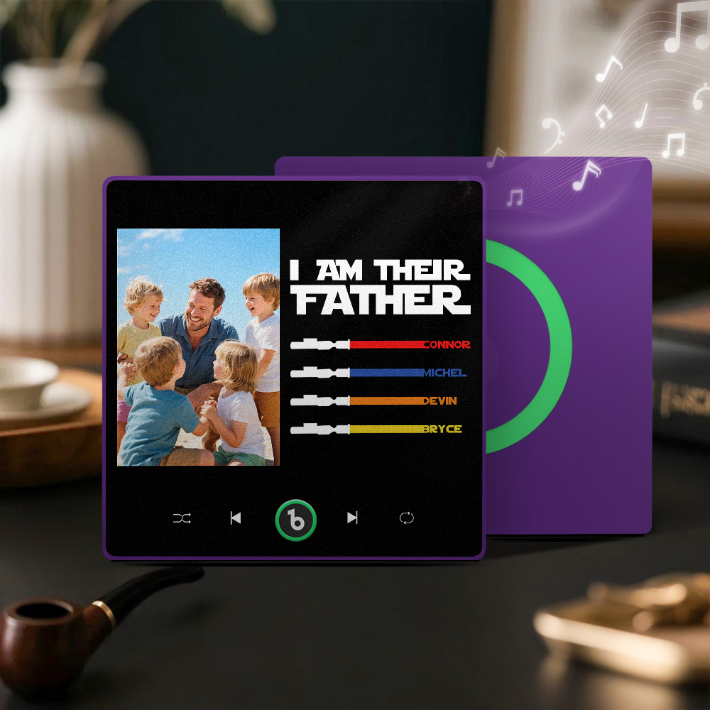Gifts for Dad Personalized Father's Day Music Fridge Magnet Custom Photo & Kids' Lightsabers Fridge Magnet  "I Am Their Father" Music Magnet