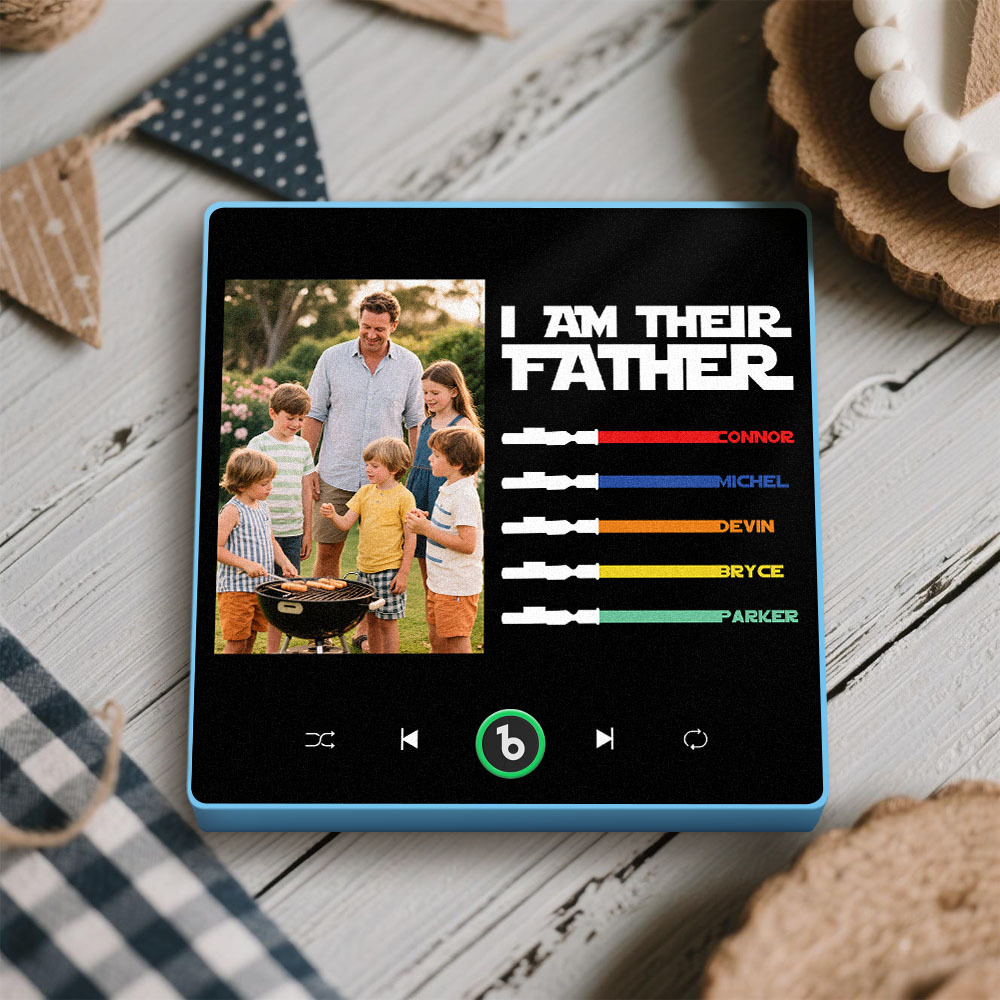 Gifts for Dad Personalized Father's Day Music Fridge Magnet Custom Photo & Kids' Lightsabers Fridge Magnet  "I Am Their Father" Music Magnet