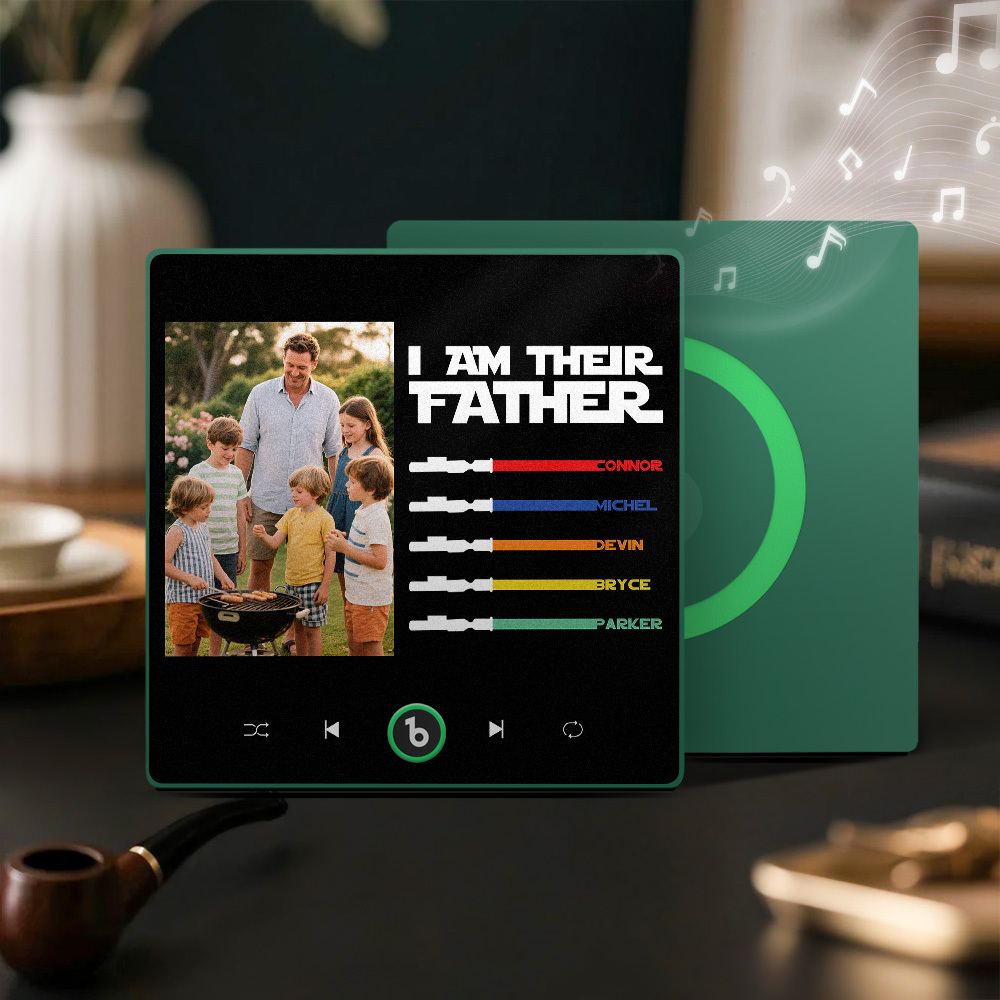Gifts for Dad Personalized Father's Day Music Fridge Magnet Custom Photo & Kids' Lightsabers Fridge Magnet  "I Am Their Father" Music Magnet