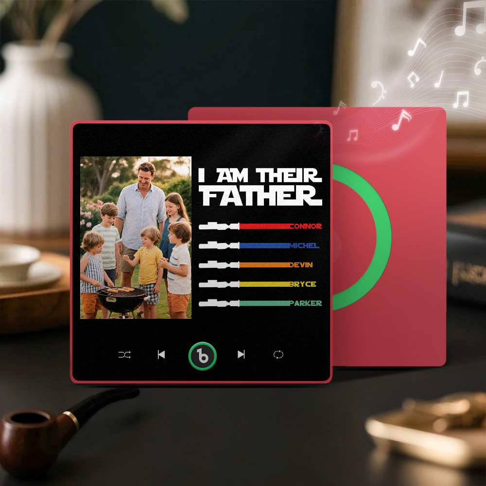 Gifts for Dad Personalized Father's Day Music Fridge Magnet Custom Photo & Kids' Lightsabers Fridge Magnet  "I Am Their Father" Music Magnet