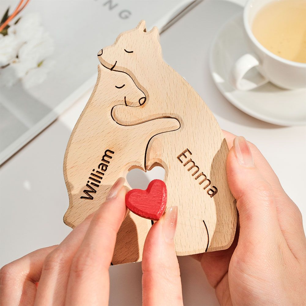 Father's Day Gifts Wooden Bears Puzzle Fridge Fridge Magnets Family Custom Names Puzzle & Fridge Magnets Home Decor Gifts