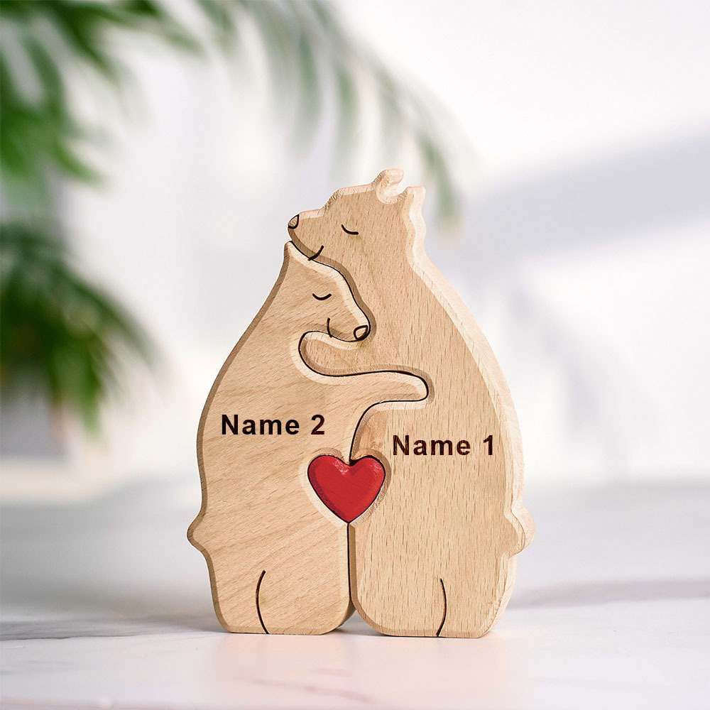 Father's Day Gifts Wooden Bears Puzzle Fridge Fridge Magnets Family Custom Names Puzzle & Fridge Magnets Home Decor Gifts
