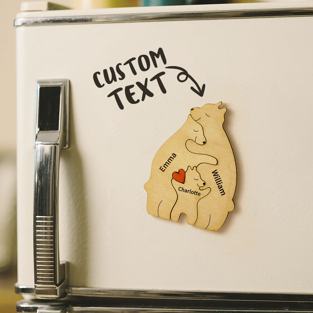 Father's Day Gifts Wooden Bears Puzzle Fridge Fridge Magnets Family Custom Names Puzzle & Fridge Magnets Home Decor Gifts