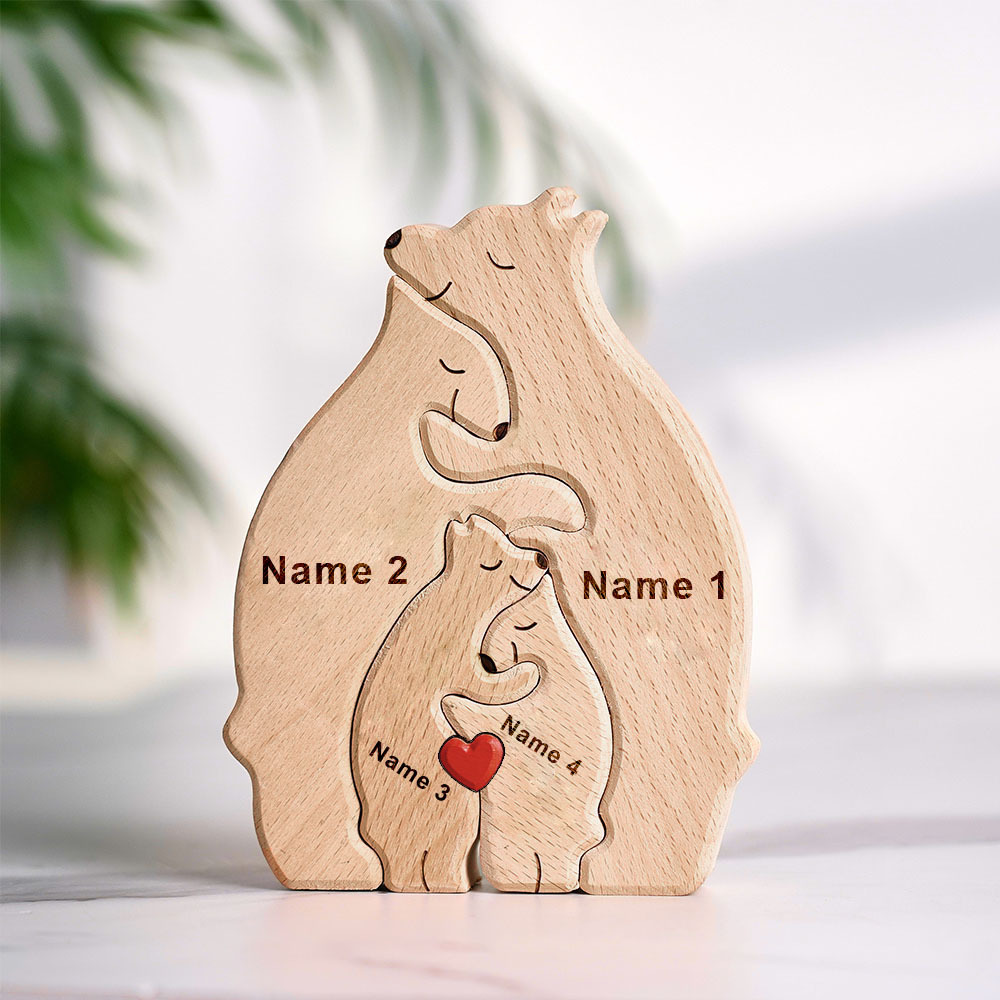 Father's Day Gifts Wooden Bears Puzzle Fridge Fridge Magnets Family Custom Names Puzzle & Fridge Magnets Home Decor Gifts
