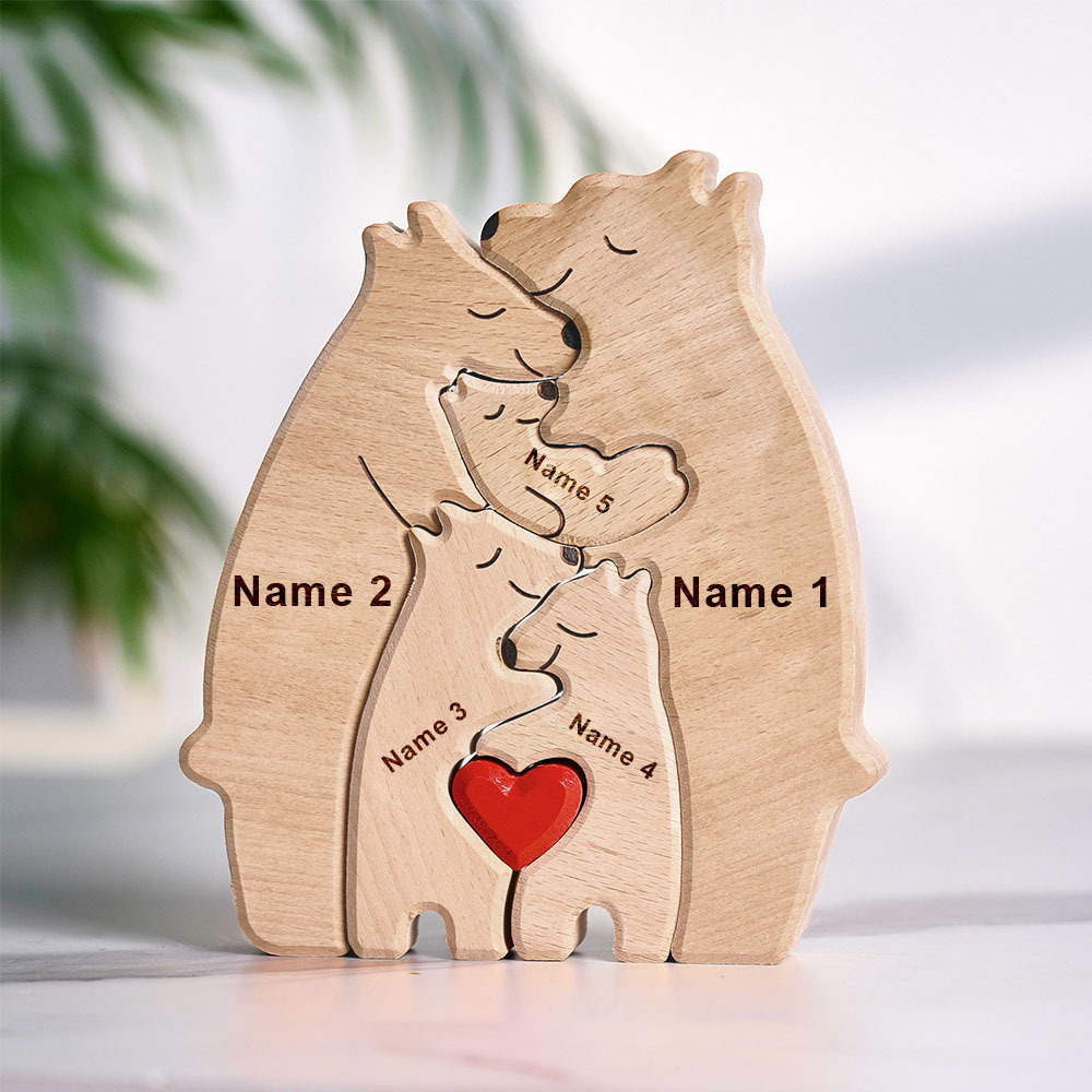Father's Day Gifts Wooden Bears Puzzle Fridge Fridge Magnets Family Custom Names Puzzle & Fridge Magnets Home Decor Gifts