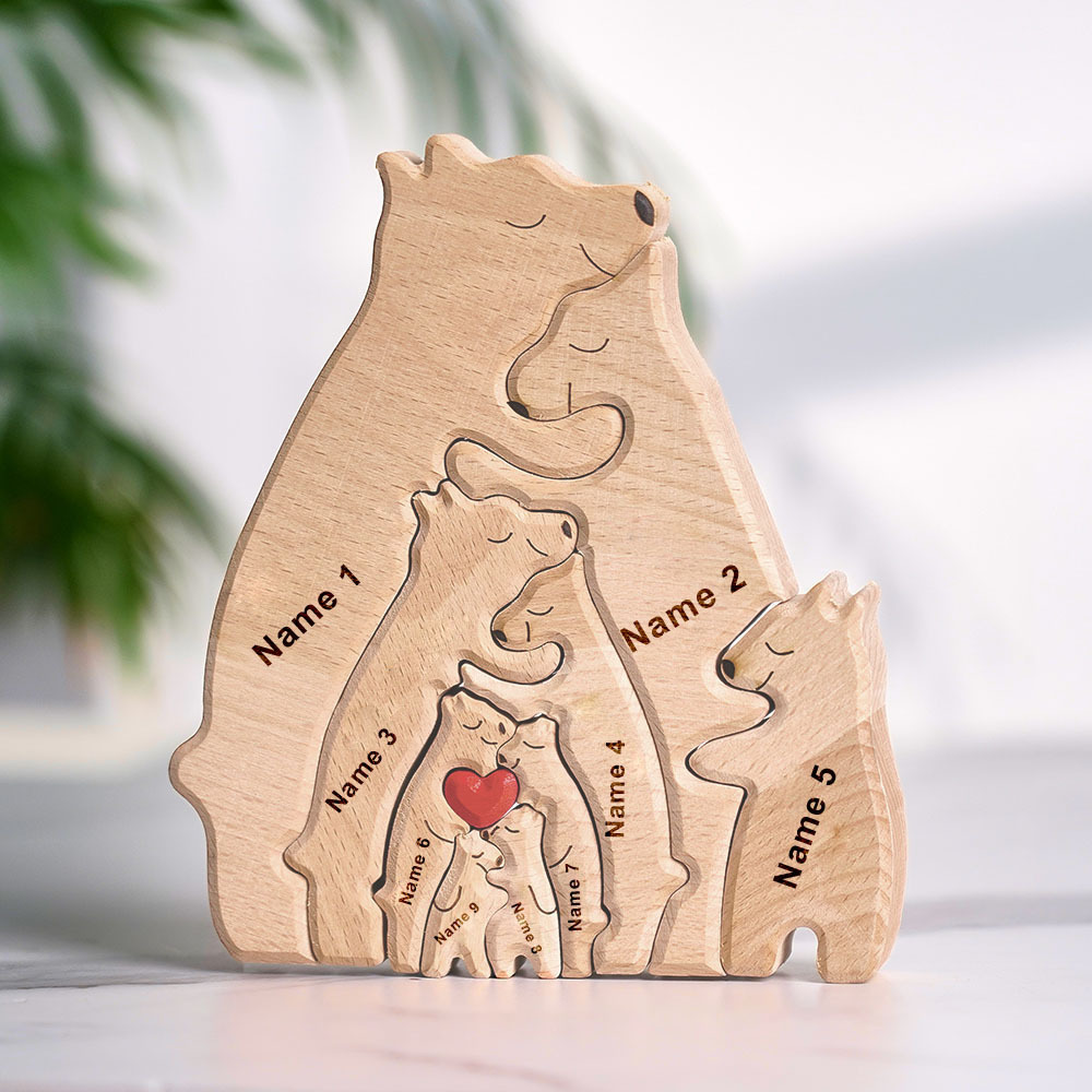 Father's Day Gifts Wooden Bears Puzzle Fridge Fridge Magnets Family Custom Names Puzzle & Fridge Magnets Home Decor Gifts