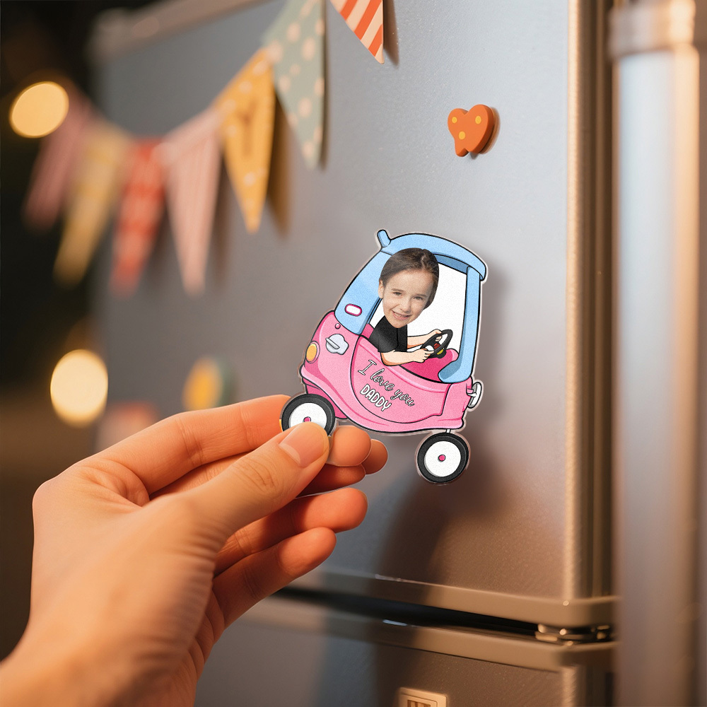 Personalized Mother's Day Gift For Grandma, Custom Baby Face Car Fridge Magnet, Gift For Mommy, Funny Photo Drive Car Magnet