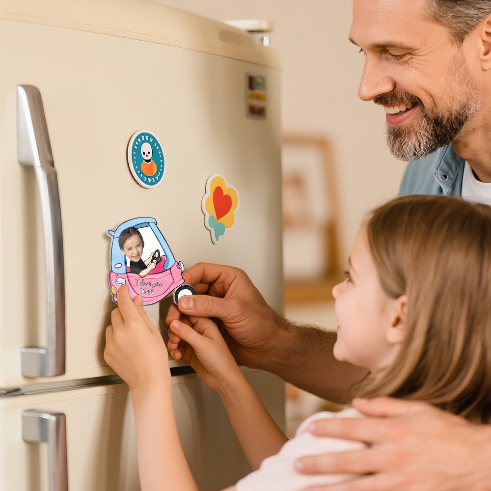 Personalized Mother's Day Gift For Grandma, Custom Baby Face Car Fridge Magnet, Gift For Mommy, Funny Photo Drive Car Magnet