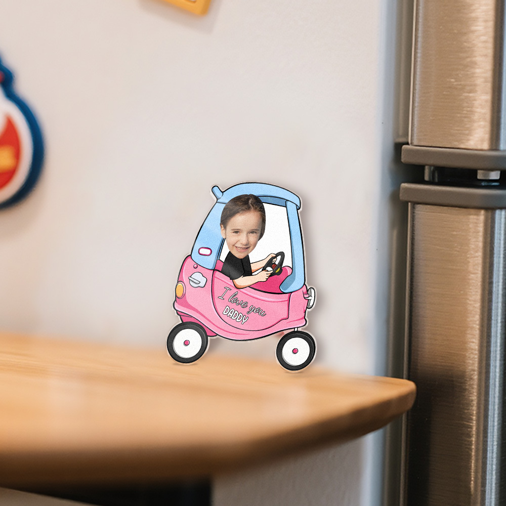 Personalized Mother's Day Gift For Grandma, Custom Baby Face Car Fridge Magnet, Gift For Mommy, Funny Photo Drive Car Magnet